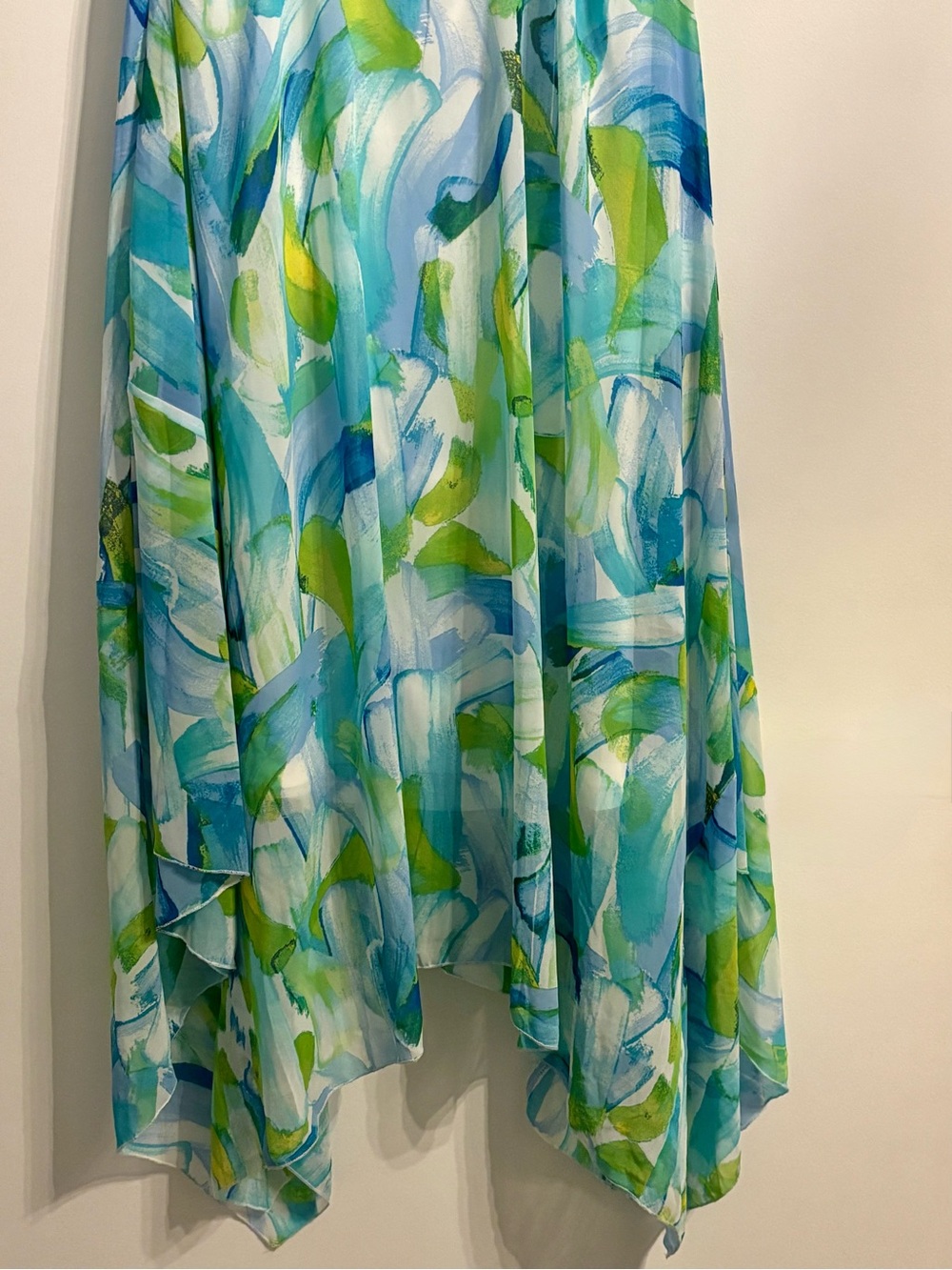 Nina Leonard Blue, Teal & Lime Abstract Midi Dress - Picture 4 of 5
